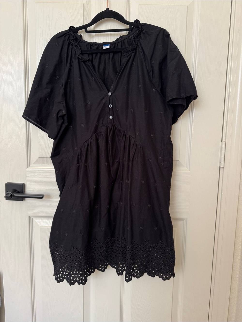 Black Eyelet-Hem Dress